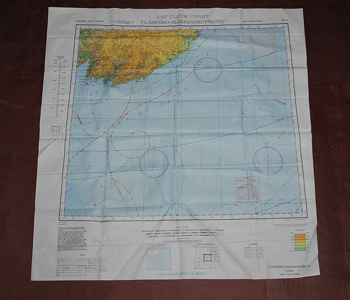 Image for Otomari NL 54 & Vladimiro-Aleksandrovskoye NK 53. AAF Cloth Chart. AMS 5301. Eastern Asia Series. Evasion Map Scarf